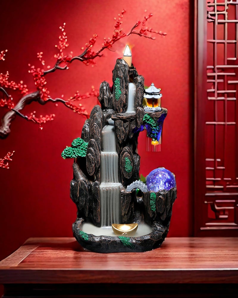 Semli Backflow Incense Holder Waterfall Incense Burner Home Decor Aromatherapy Ornament Incense Cones with Backflow Incense Cones Free (Yuanbao) - Image 4